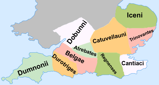 Map of client kingdoms in the South of England 